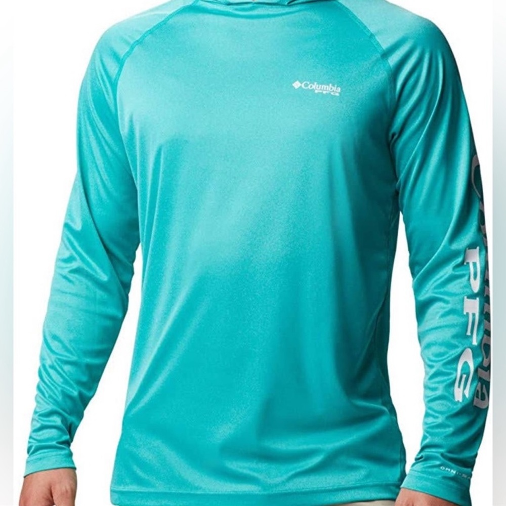 Women’s Teal Long Sleeve Hooded SPF Sun Boat Shirt, size XL